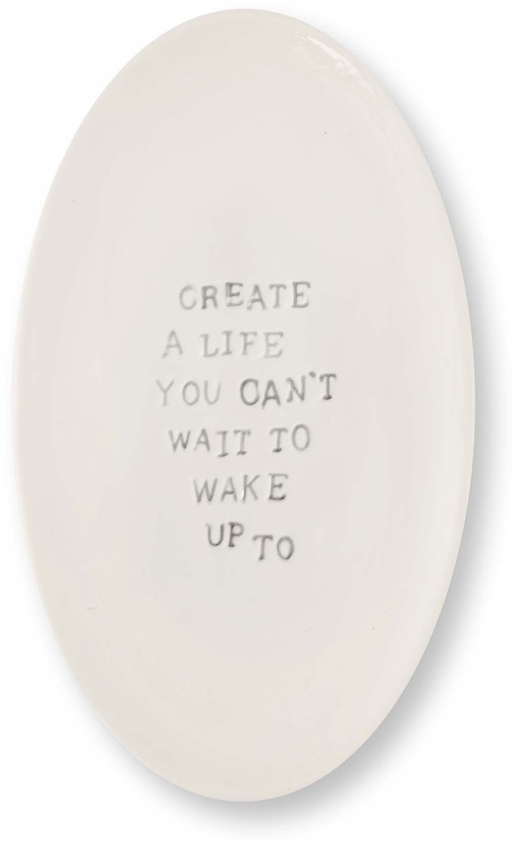 Muurdecoratie - Create - Wanddecoratie van Keramiek - Gebroken wit - 15x25.5x1.5cm