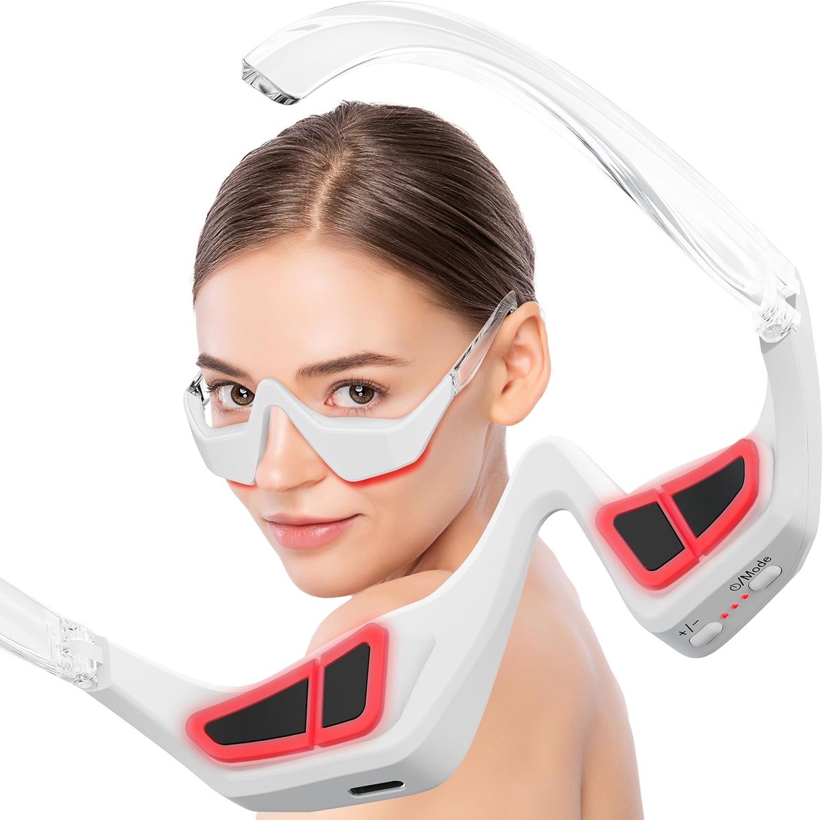 Brawdress Roodlichttherapieapparaat voor onder de ogen- roodlichttherapiebril voor de ogen- lichtgewicht oogmassager voor het verminderen van donkere kringen en wallen- en het gladmaken van fijne lijntjes