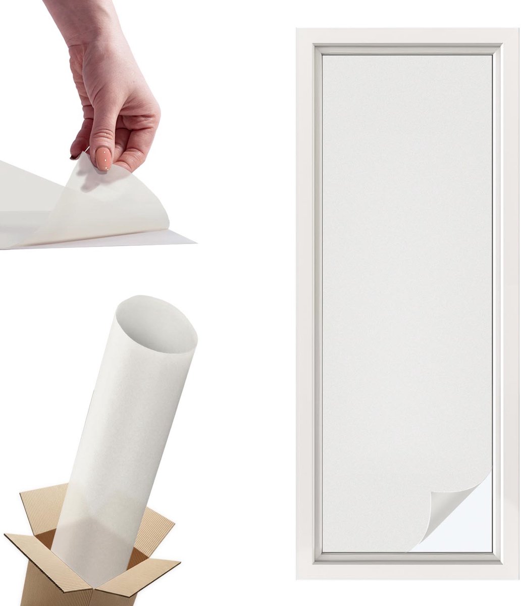 TULUP Raamfolie Anti inkijk - Delicaat grijsachtig wit Privacy Folie Raam - 50x146 cm - Wit Anti inkijk Folie - Raamfolie Tegen inkijk Glas in Lood - Voor de badkamer, slaapkamer, hal - Raamfolie Zonwering Wit - Delicaat grijsachtig wit