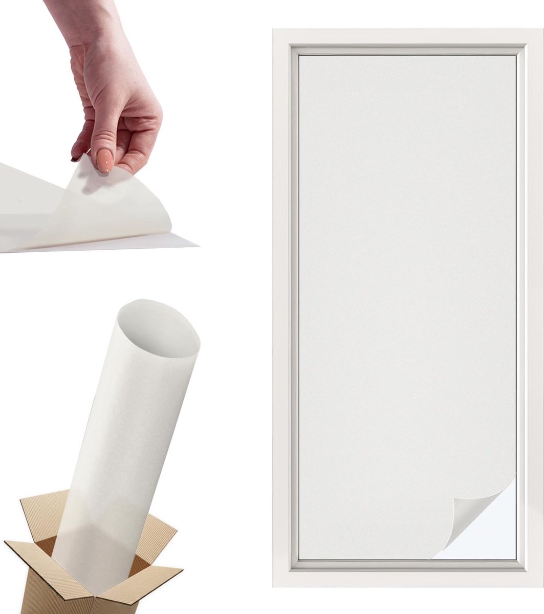 TULUP Raamfolie Anti inkijk - Delicaat grijsachtig wit Privacy Folie Raam - 50x116 cm - Wit Anti inkijk Folie - Raamfolie Tegen inkijk Glas in Lood - Voor de badkamer, slaapkamer, hal - Raamfolie Zonwering Wit - Delicaat grijsachtig wit