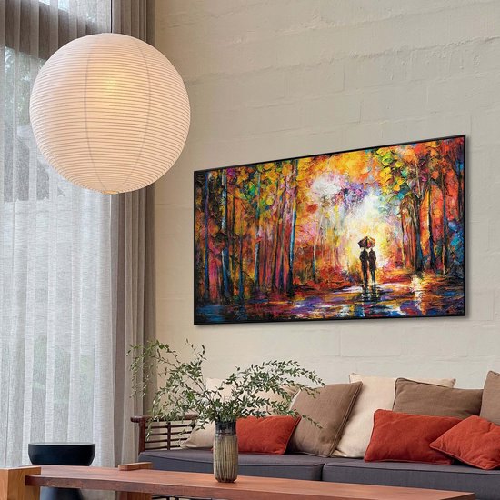 YS Schilderij "Romance" - Handgeschilderd canvas schilderij - Wanddecoratie Abstract - Kleurrijk - Textuur - Muurdecoratie woonkamer - Slaapkamer decoratie - Kamer accessoires - Abstracte schilderij - schilderij canvas Black 100x50