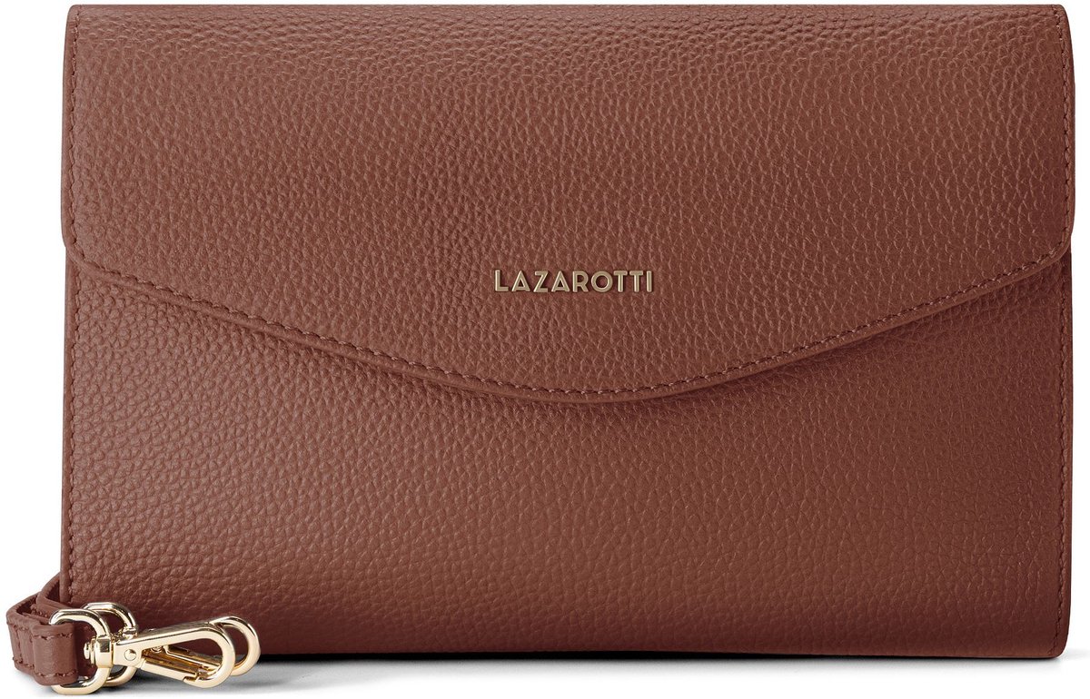 Lazarotti Leren Koppeling Schoudertas Bologna Leather Clutch Brown Bruine
