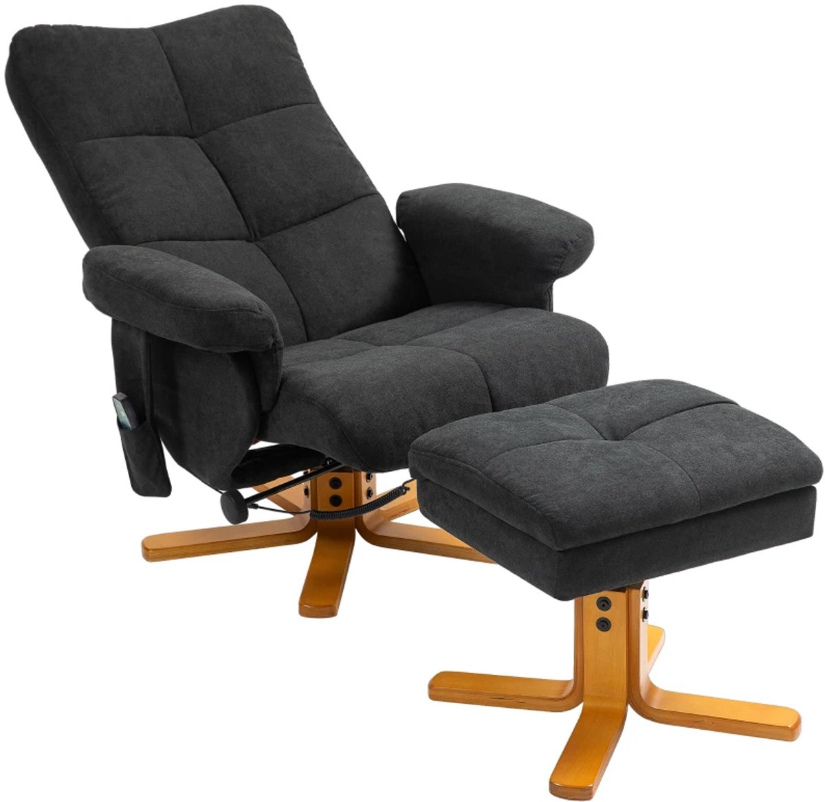ZYLARO Massagestoel met Voetenbank - Relaxfauteuil - 10 Massagepunten - 360° Draaibaar - Kantelbaar tot 145° - met Afstandsbediening - Verstelbare Rugleuning - tot 120 kg - Relaxstoel - TV Stoel - Loungestoel - Leesstoel - Zwart