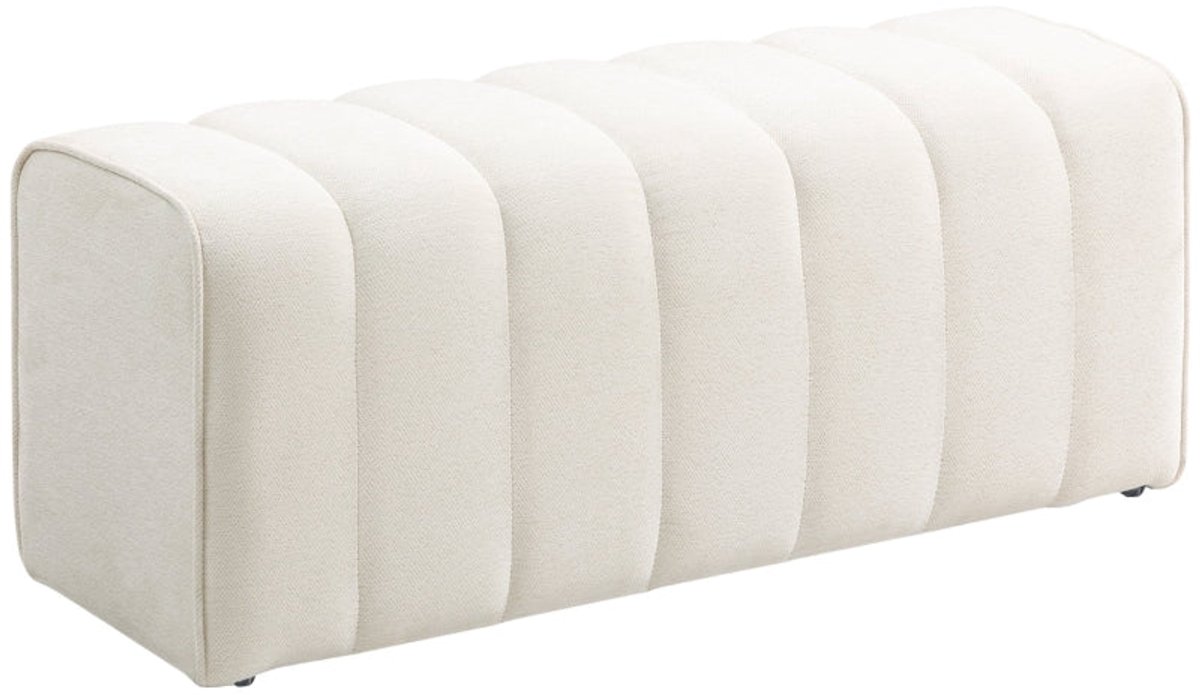 Merax Moderne Slaapkamerbank - Gestoffeerde Bedbank met Linnenlook Stof - Sterke Houten Constructie - Comfortabele Voetenbank voor Woonkamer en Slaapkamer - Creme Wit - 220 kg