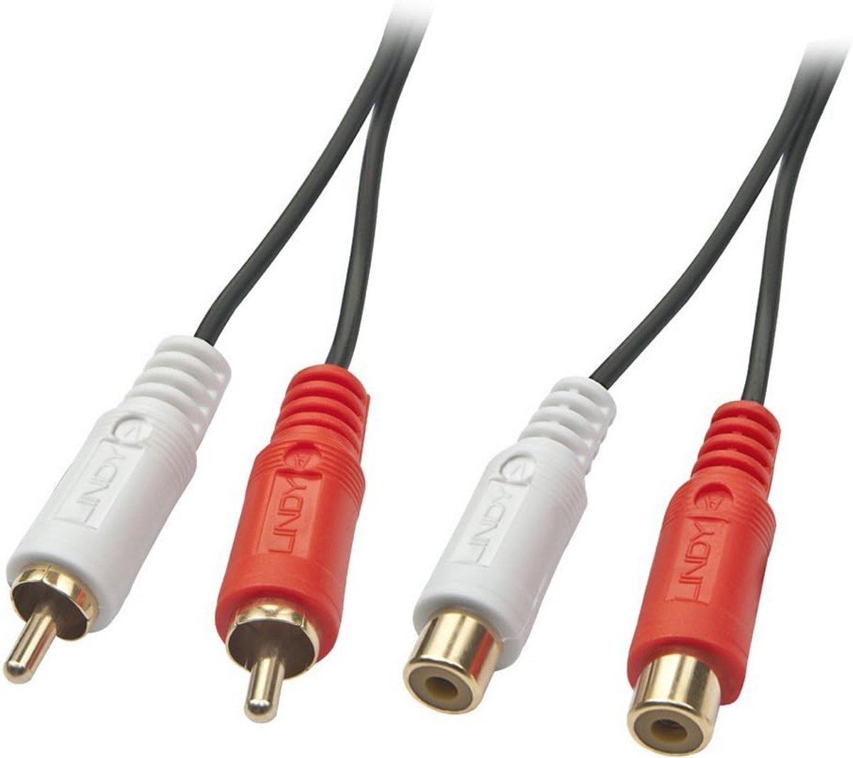 RCA audio verlengkabel 2x RCA-stekker naar 2x RCA-aansluiting 2,00 m zwart