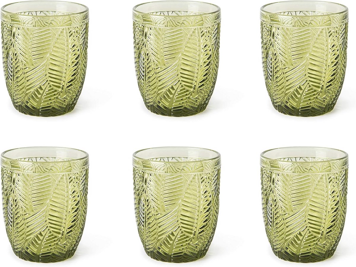 Set van 6 Glazen voor Water en Dranken - Groen
