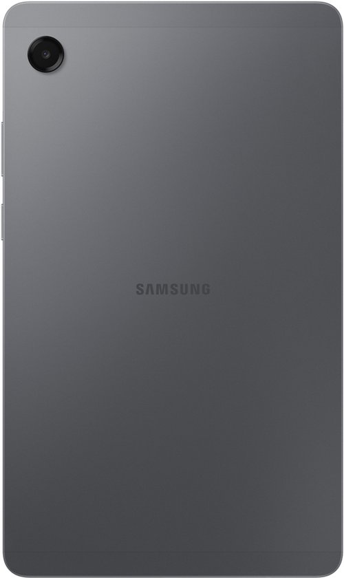 Grijze achterkant van een Samsung Galaxy Tab A11 met een camera.