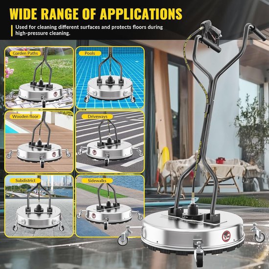 Hogedrukreiniger 4500 psi met oppervlaktereiniger en 4 wielen voor vloerreiniging van Merkloos	 — afbeelding 2