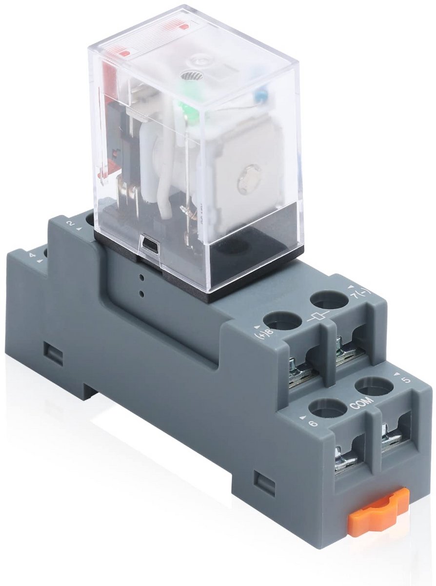 8-polig 10A elektromagnetisch vermogensrelais met controlelampje en stopcontact