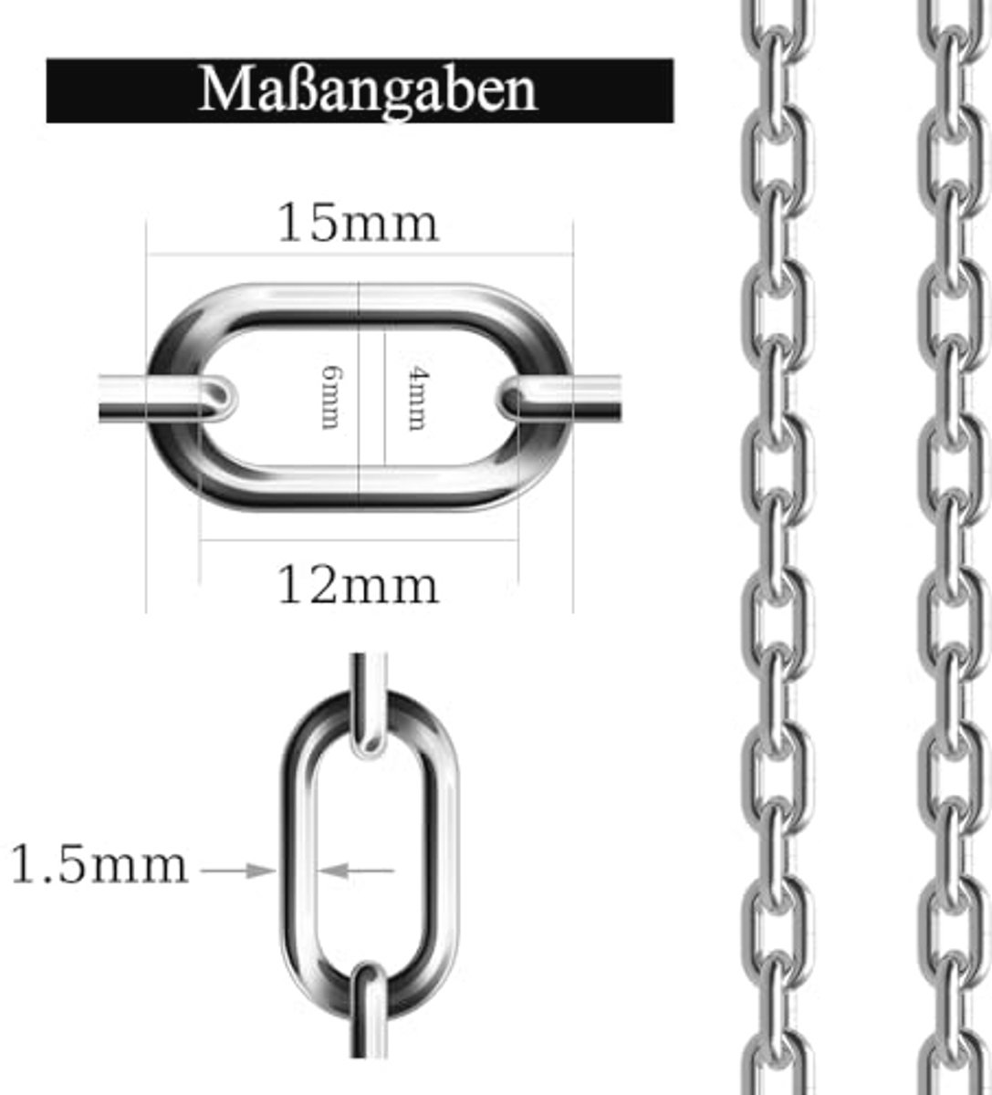 Roestvrijstalen ketting 15 m - 1,5 mm hangende ketting voor diverse DIY-projecten
