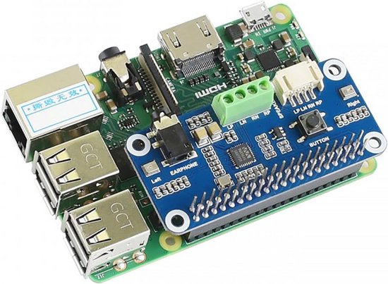 Audio HAT Module voor Raspberry Pi - Hi-Fi Geluidskaart met Stereo ...
