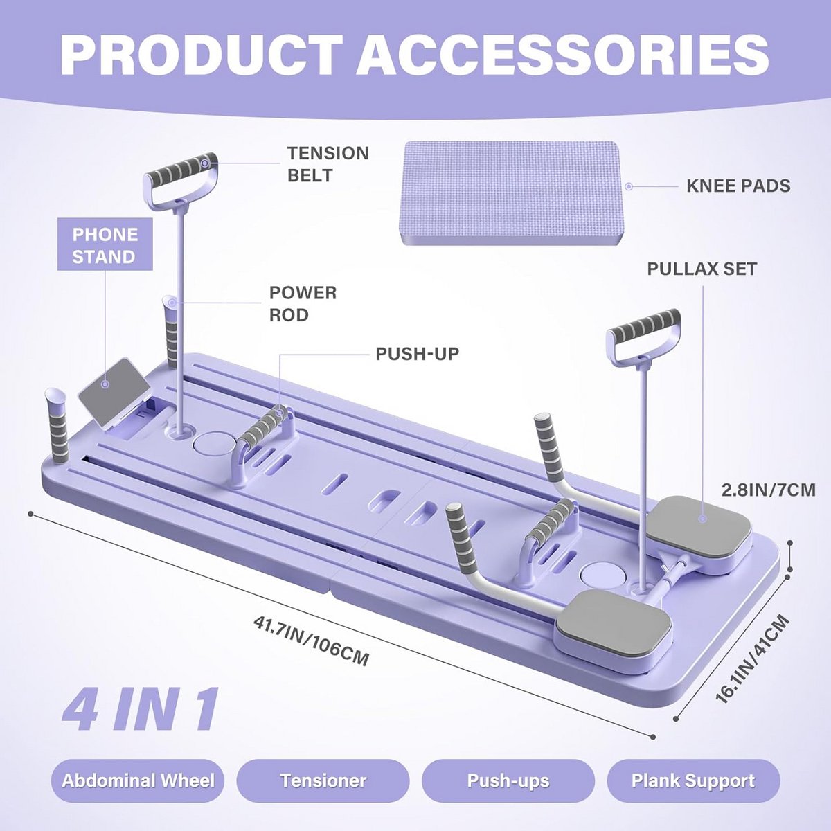 Multifunctionele Pilates Reformerset 5-in-1 Opvouwbaar - afbeelding 2
