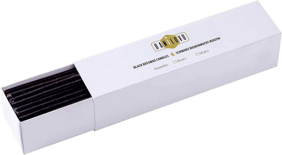 Zwarte Zuivere Bijenwas Kaarsen voor Rituelen en Decoratie (30 stuks, 18.5 cm)