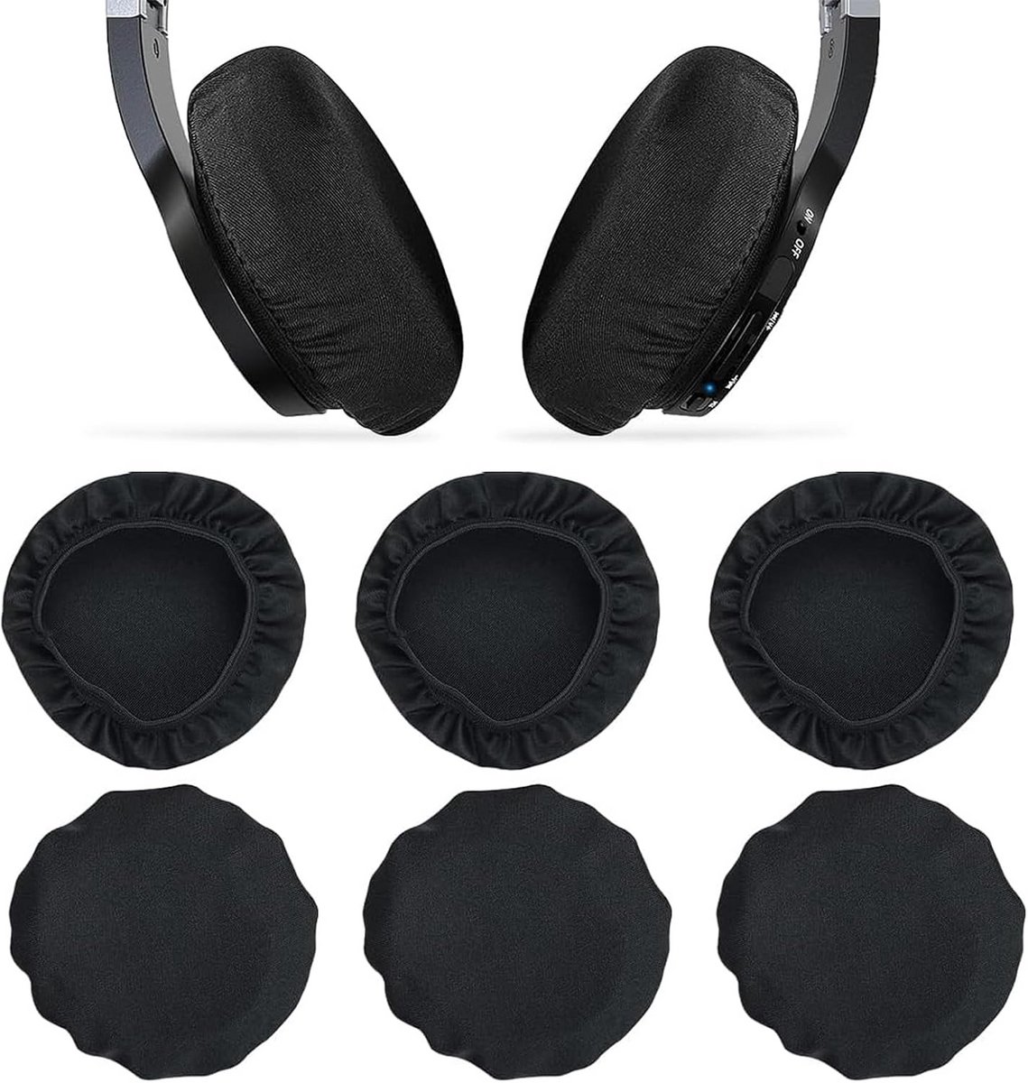 Oorkussens voor hoofdtelefoons - 6 stuks, zwart, 9-11 cm