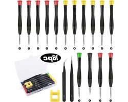Precisie Schroevendraaierset voor Horlogemakers en Brillenreparaties - 18-delig met Mini Schroevendraaier, Pincetten, Opbergtas - Reparatie van Horloges, Brillen, Computers en Telefoons
