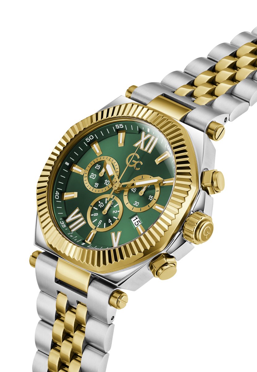Gc Gc Atlas Quartz Chronograaf Horloge Zilver En Geel Kast: 100% Roestvrij Staal | Bracelet 100% Roestvrij Staal 44 mm Z66001G2, Z66002G7, Z66003G9, Z66004G9