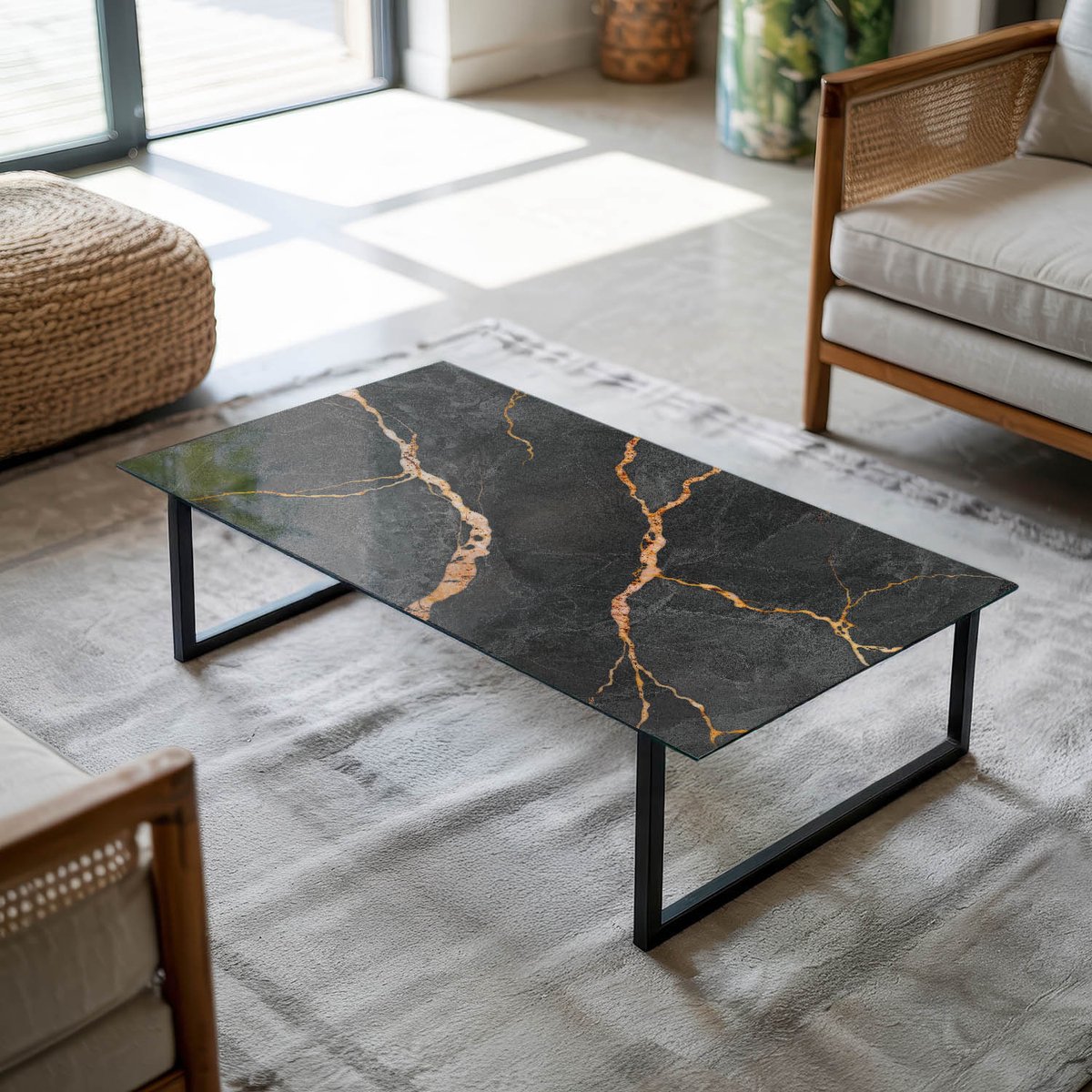 Coloray Tafelblad - Gehard Glas Tafelblad - 120x60 cm - Zwart - Rechthoek Glazen Tafelblad