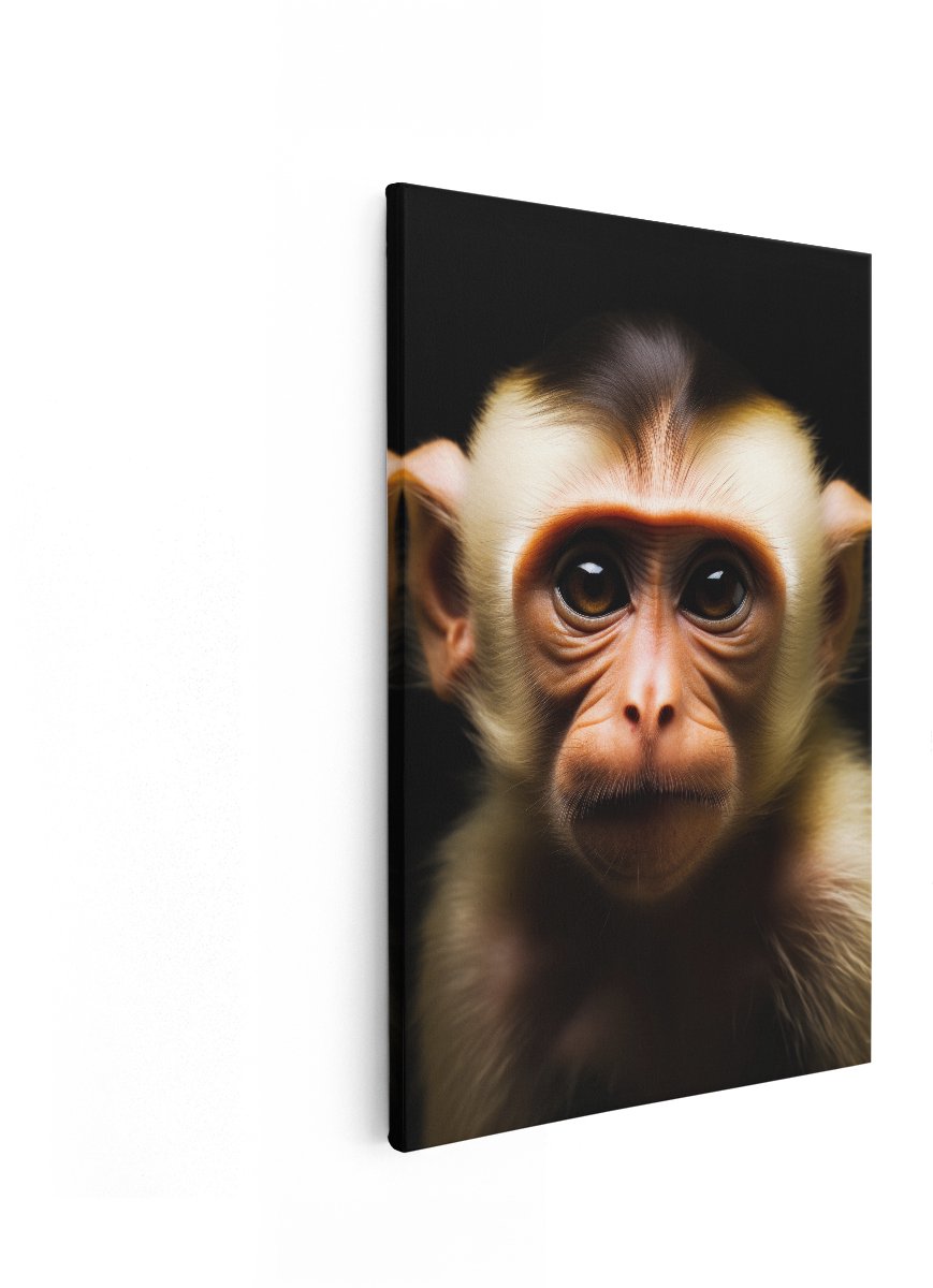 Artaza Canvas Schilderij Aap - 60x90 cm - Wanddecoratie Dieren Portret - Muurdecoratie Slaapkamer - Decoratie Jungle Baby Aap