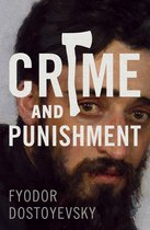 Boekomslag van 'Crime and Punishment' met een schilderij van een man en de titel in grote letters.