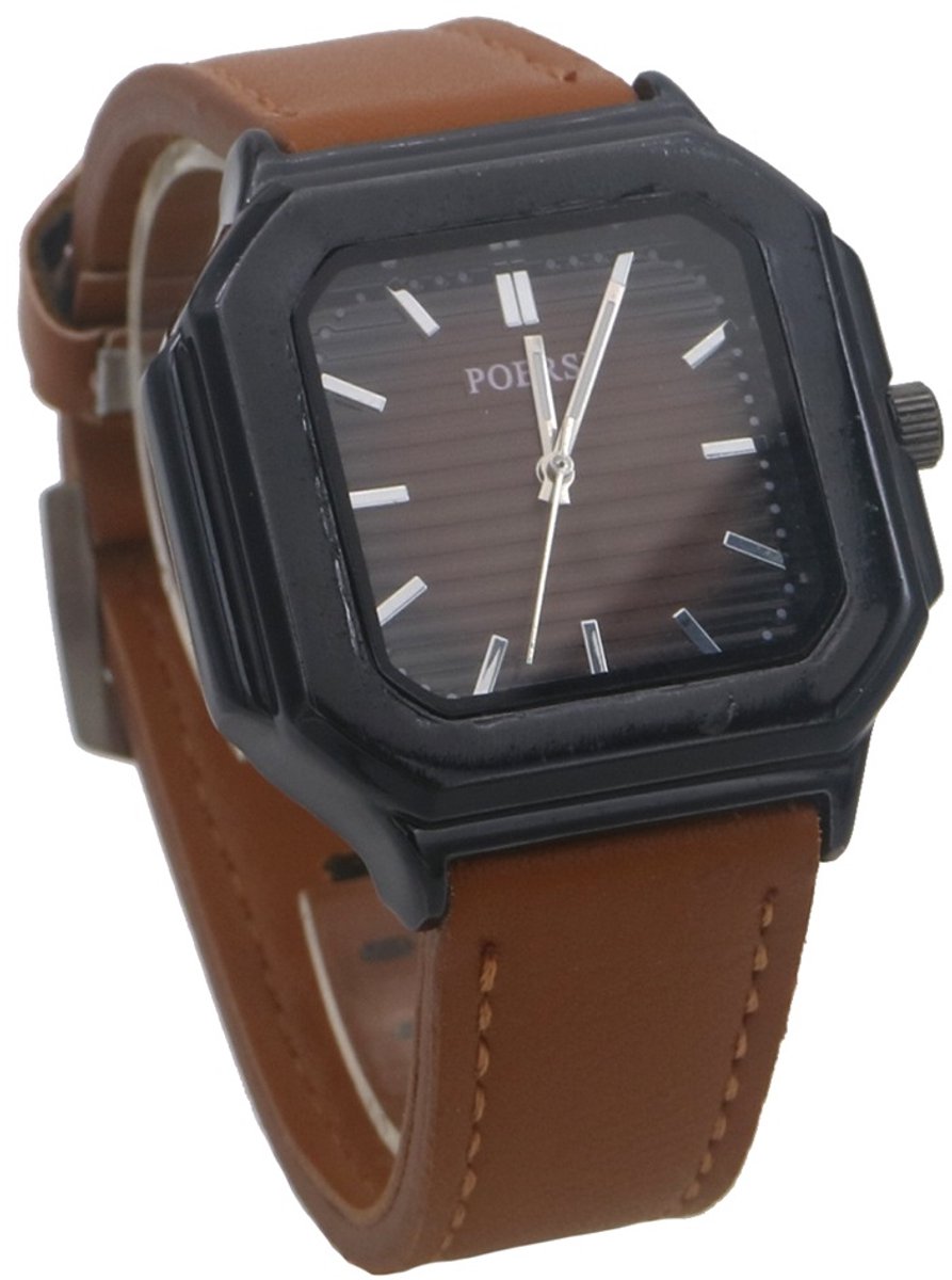 Horloge - quartz - PU band - bruin