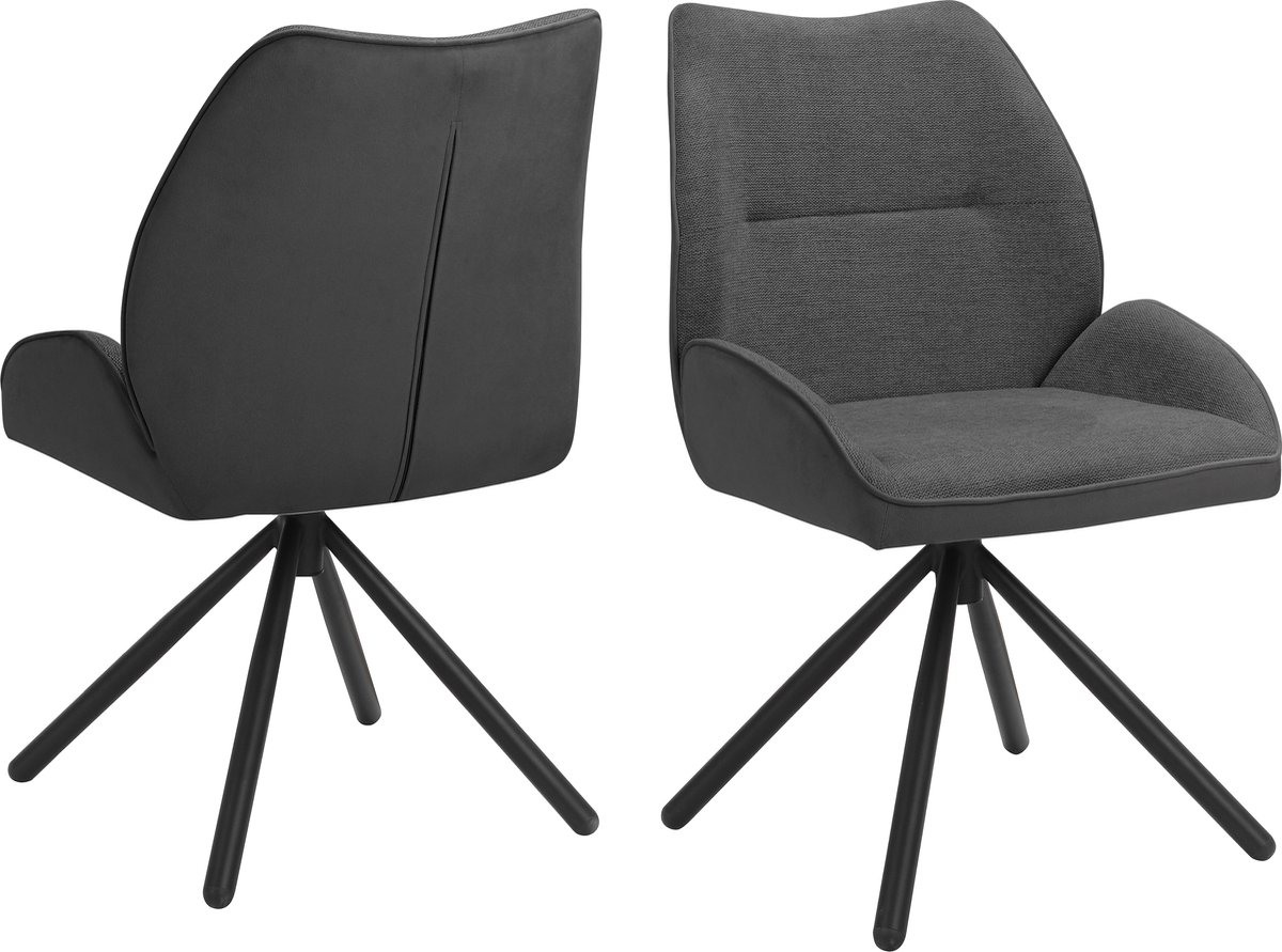 Notio Living Tilde-Eetstoel - Crème Stof - Set van 2 Grijs