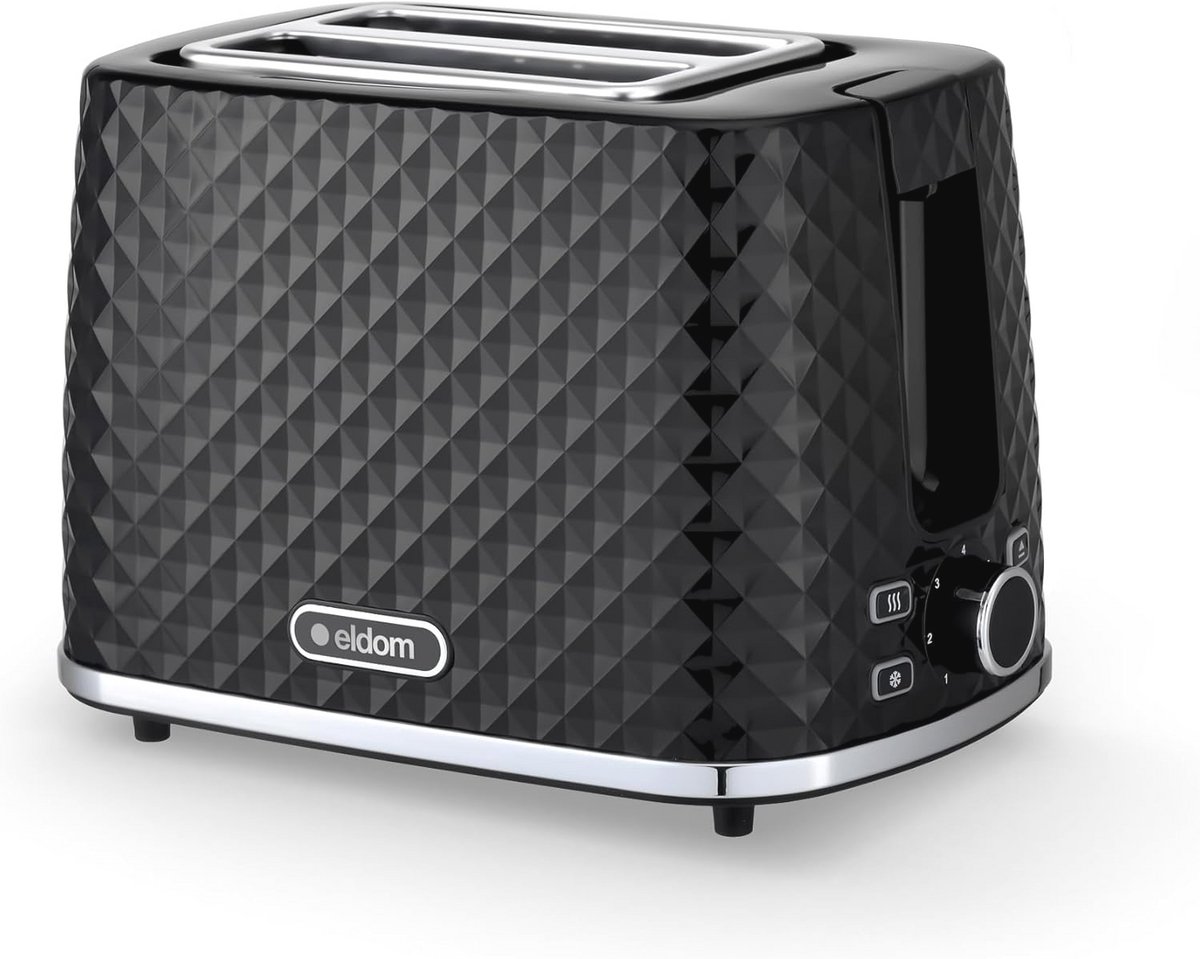 Toast Broodrooster met 7 Instellingen en Broodjesopzetstuk - 930W, Zwart