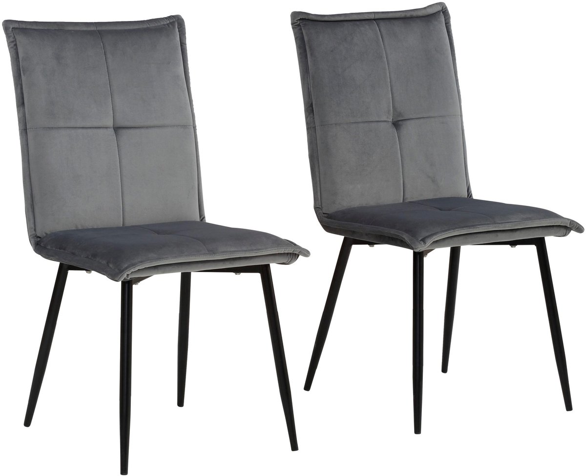 Notio Living Donna-Eetkamerstoel - Set van 2 - Grijs Fluweel