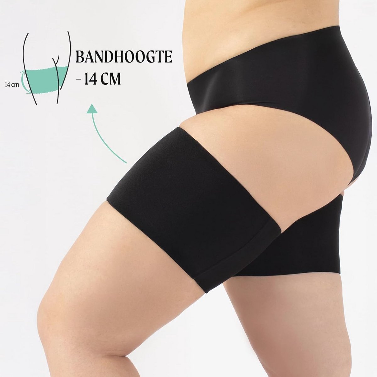 Anti-Abrasieve Elastic Bands voor Dijen - Zwart en beige - Beschikbaar in Maten A, B, C, D, E, F