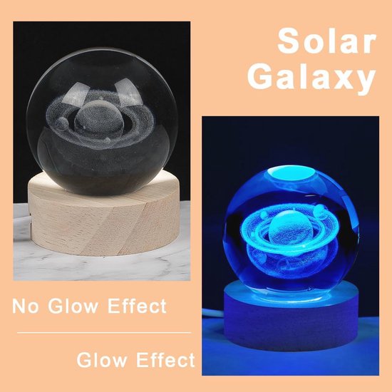 3D Kristallen Bal Nachtlampje - Kleurrijke LED Galaxy Planet Lamp voor Slaapkamer — afbeelding 3