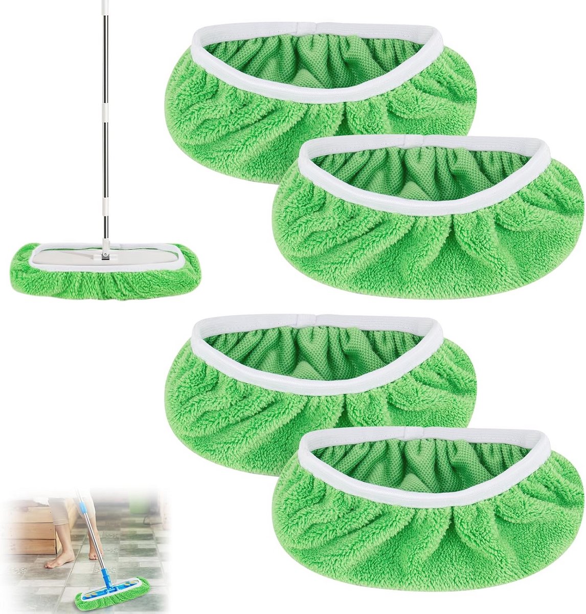 Herbruikbare vloerdoeken voor Swiffer, universele doeken voor droog en nat gebruik, geschikt voor houten vloeren, 25,4 cm - 4 stuks