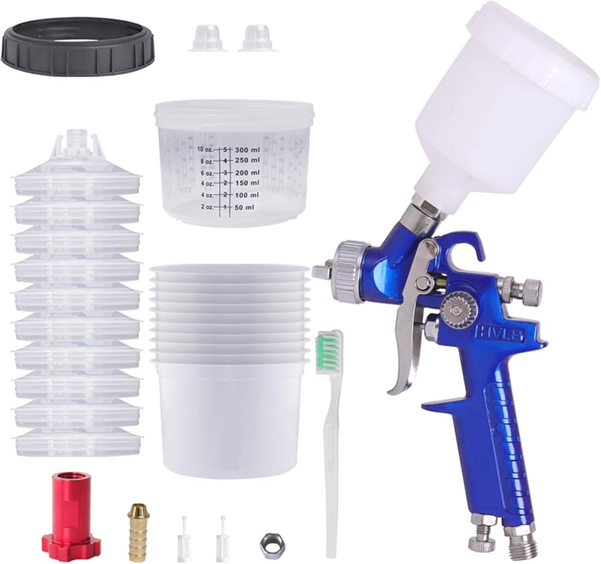Professioneel HVLP Spuitpistool Set met Verfspuit, Wegwerpbekers en Manometer
