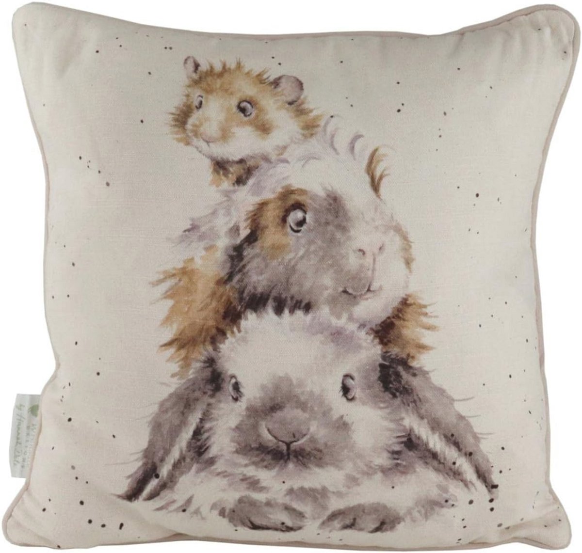 Kussen met Konijn en Cavia in Groene Tint - Perfect voor Elk Huis