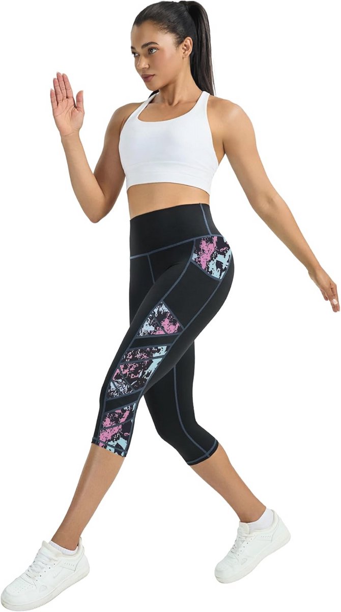 Dames 3/4 sportleggings met zakken - Comfortabele en ondoorzichtige workout broek van Merkloos — afbeelding 5