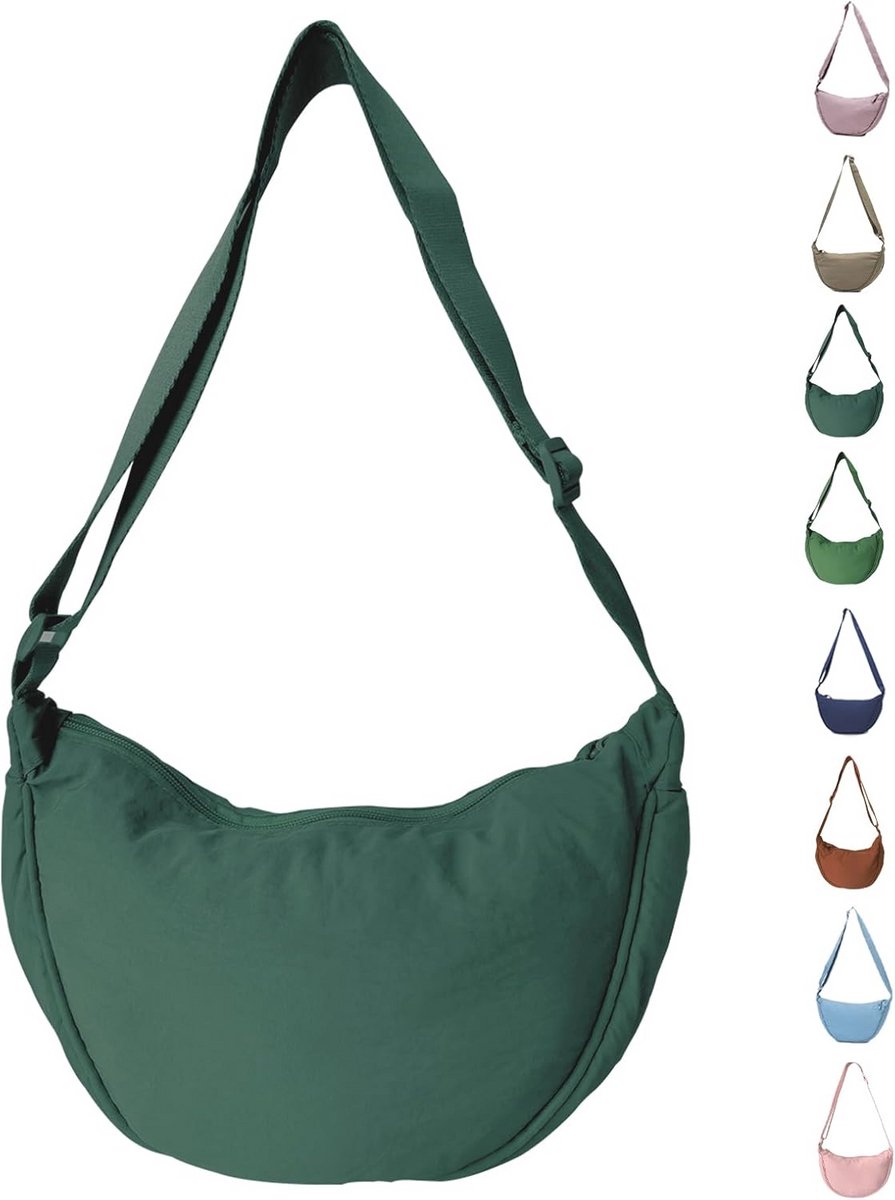 Halve Maan Tas voor Dames - Nylon Crossbody en Hobo Tas met Verstelbare Riem