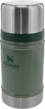 Le pot alimentaire Stanley Classic vert de 0,7 L avec couvercle argenté et bande vert foncé. Le logo "Stanley" est visible.