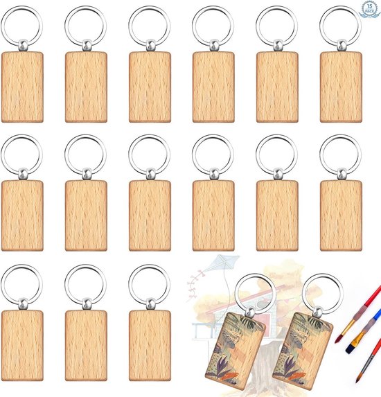 96-delige Houten Sleutelhanger-set – DIY Blanko's Met Kwastjes, Perfect Om Te Beschilderen En Personaliseren