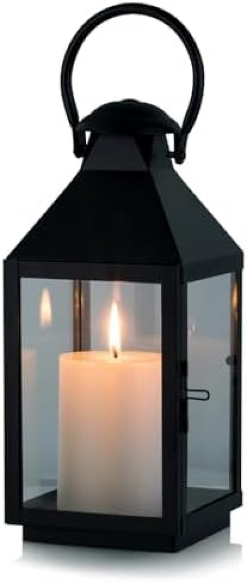 Stunq® Decoratieve Hanglantaarn - Landelijke Metalen Kandelaar voor Binnen en Buiten Zwart Huis en Tuin