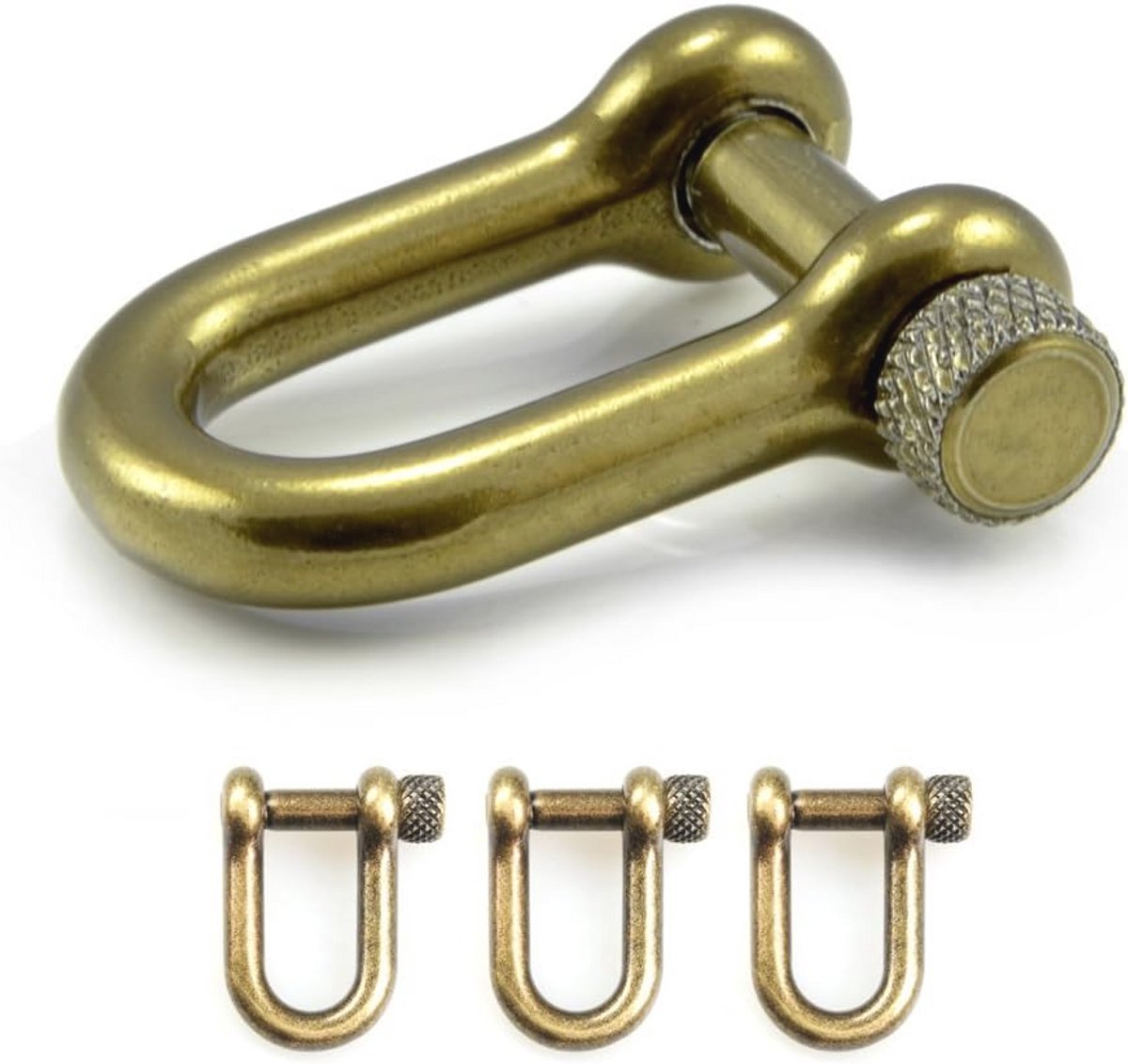 Set van 3 U-vormige schakels voor paracord armbanden - Antiek goud metallic, 33 mm x 19 mm (maat M)