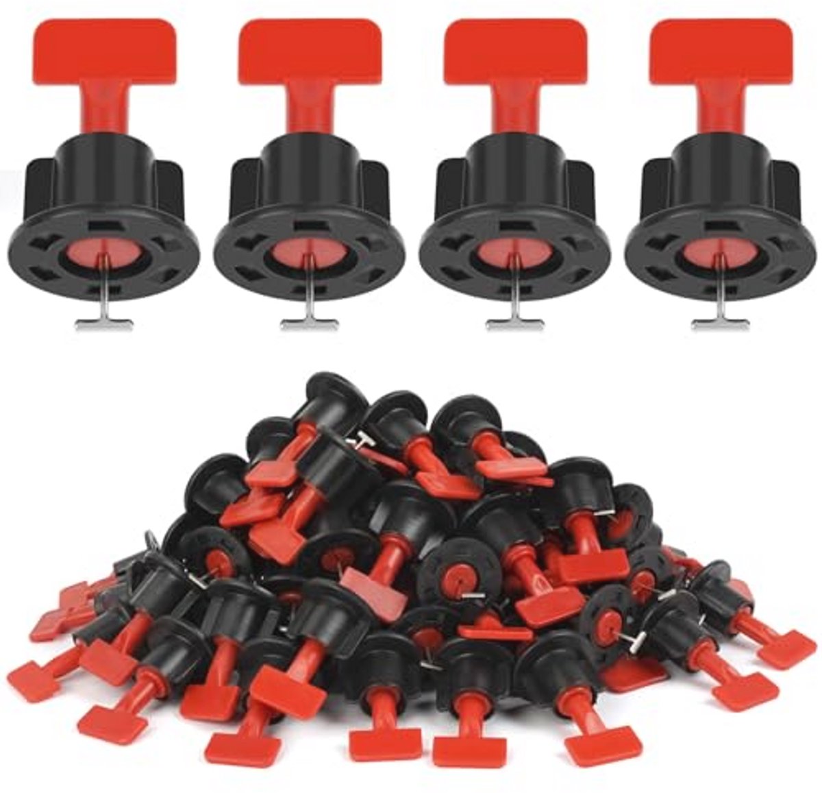 Tegelnivelleringssysteem 1,5 mm - 80-delige set met herbruikbare afstandhouders en tegelgereedschap