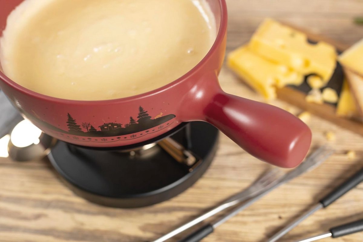 Kaasfondue set voor 4-6 personen van hoogwaardige klei – foto 3