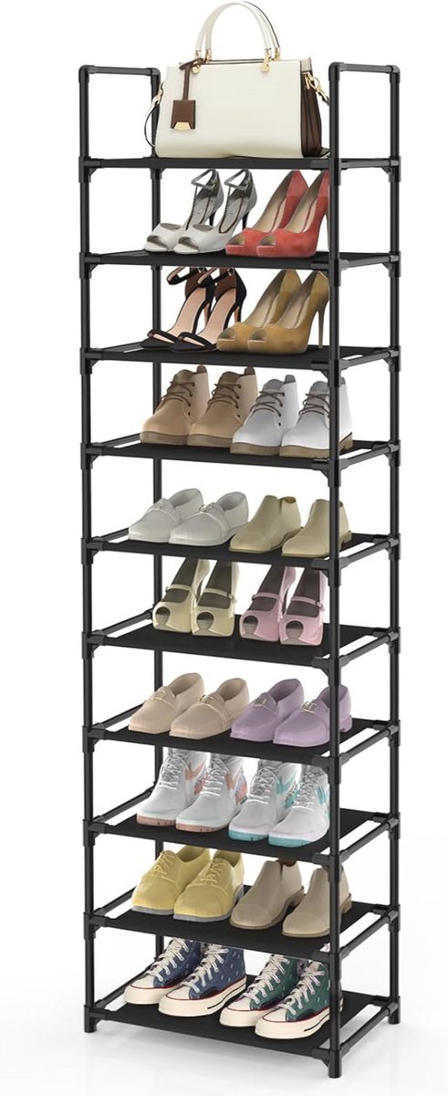 Schoenenrek 10 Niveaus – Ruimtebesparende Organizer voor Slechts 20-25 Paar Schoenen