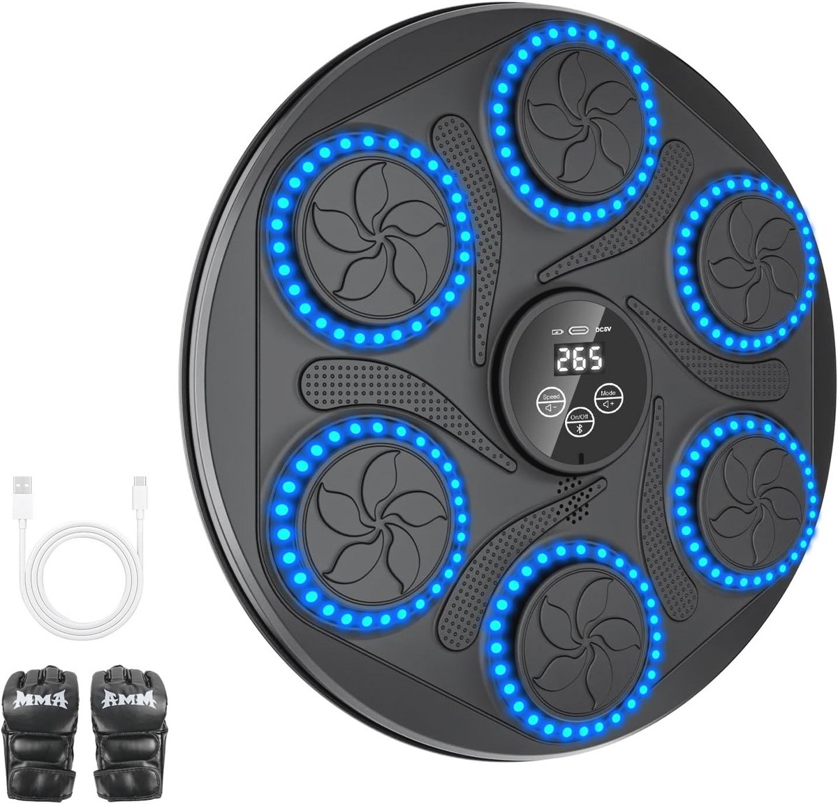 Muziekboksmachine voor volwassenen met bluetooth, bokshandschoenen en 12 snelheidsmodi