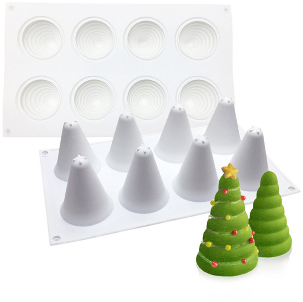 Kerstboom Mousse Mal & Heksenhoed Pudding Mal - Siliconen Chocolade Snoep Fudge Mal - Oven Magnetron Vriezer Veilig - Halloween Kerst Bakvorm