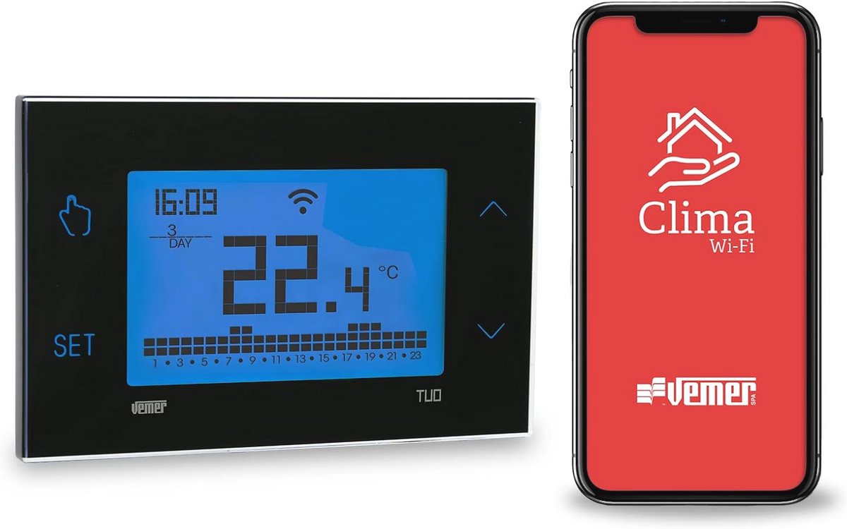 Smart WiFi thermostaat voor elektrische vloerverwarming - Digitaal programmeerbaar met LCD-display en verwarmingsbesturing via app