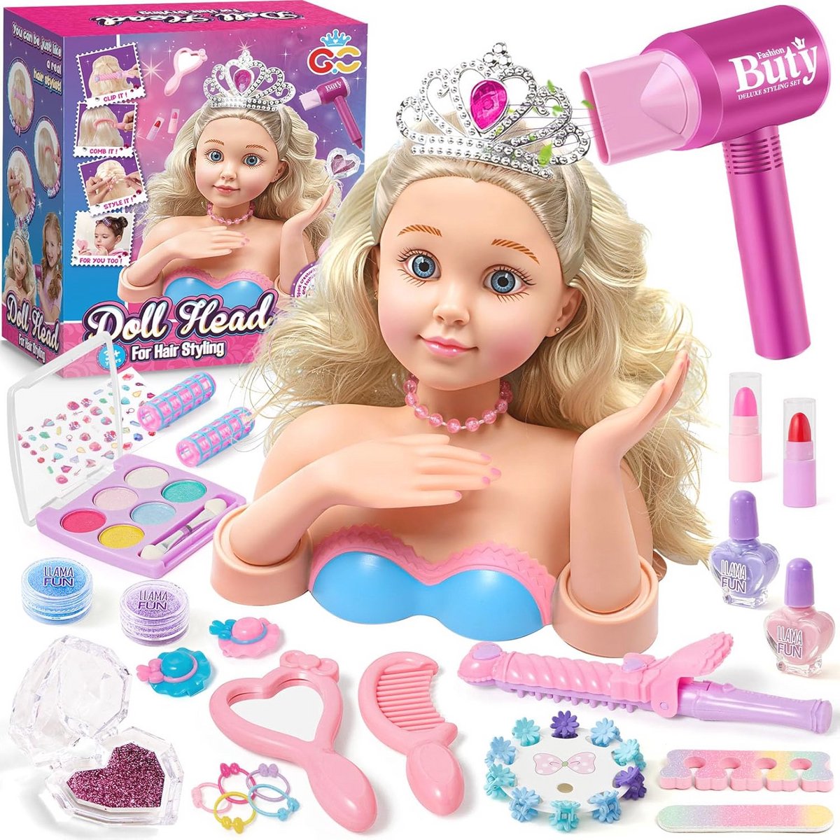 Kapper Hoofd met Make-Up en Accessoires voor Meisjes - Perfect Speelgoed voor Styling en Creativiteit