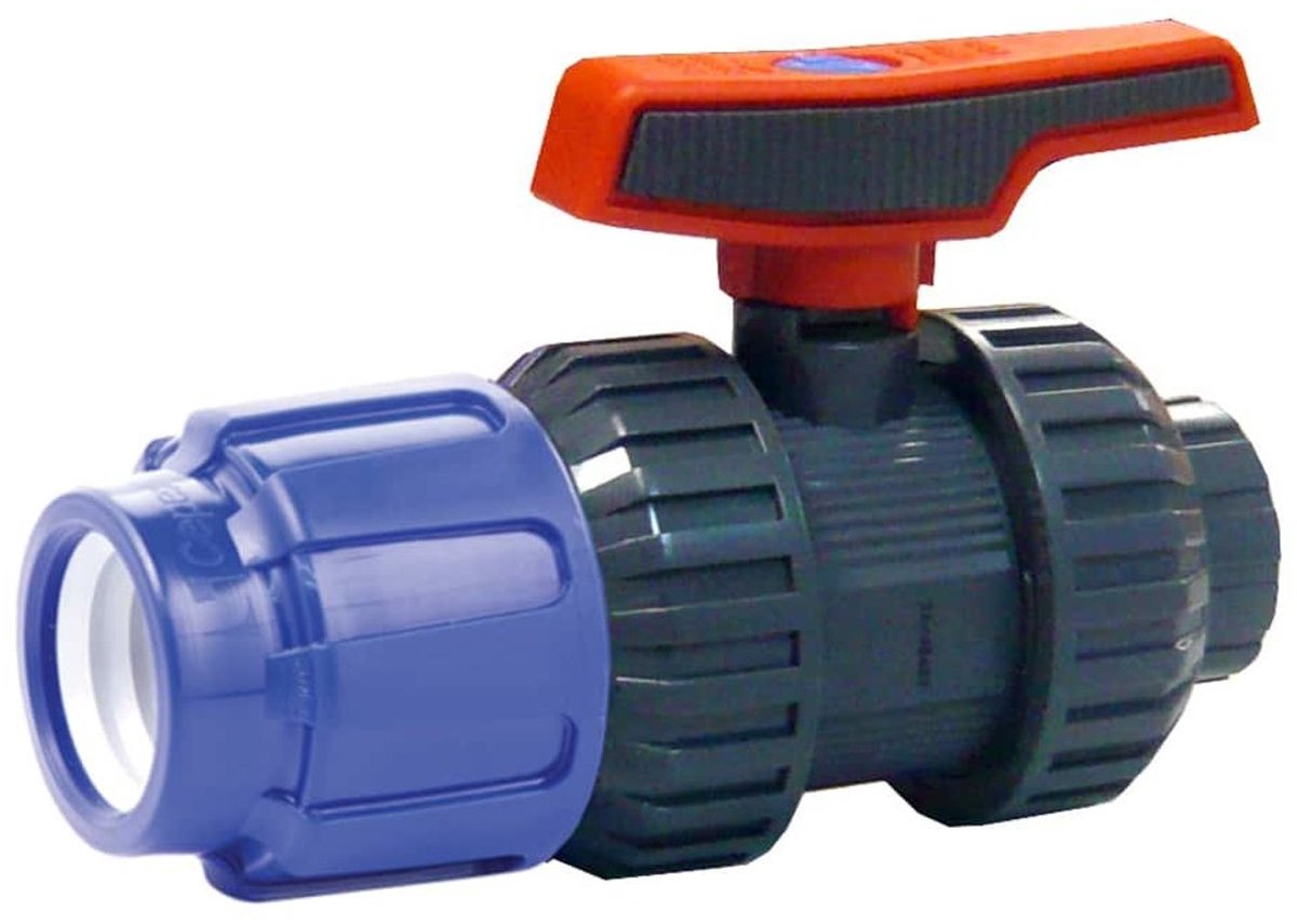 PP PE Buis Koppeling Kogelklep 20 x 1/2" IG