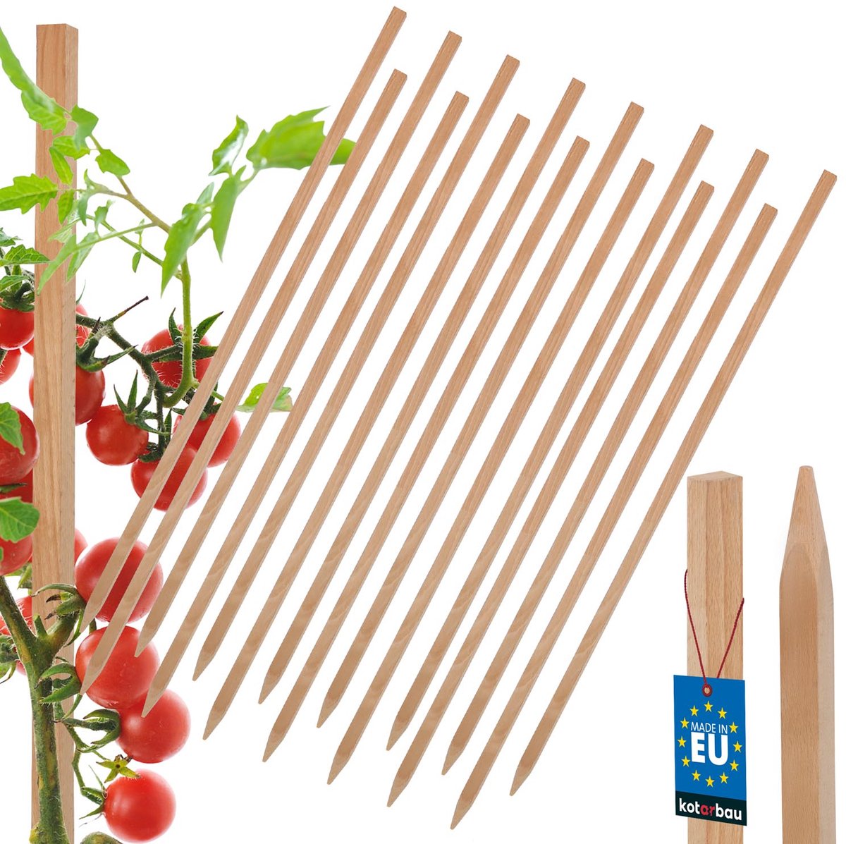 Kotarbau - Houten Steunpalen - 60 CM - 15 Stuks - Voor Tomaten