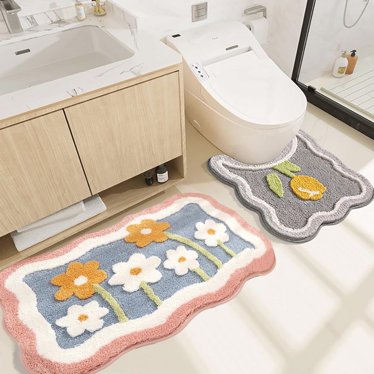Zacht Roze Badmat Set 2 Stuks – Absorberende Microfiber Badmat en Toiletrug