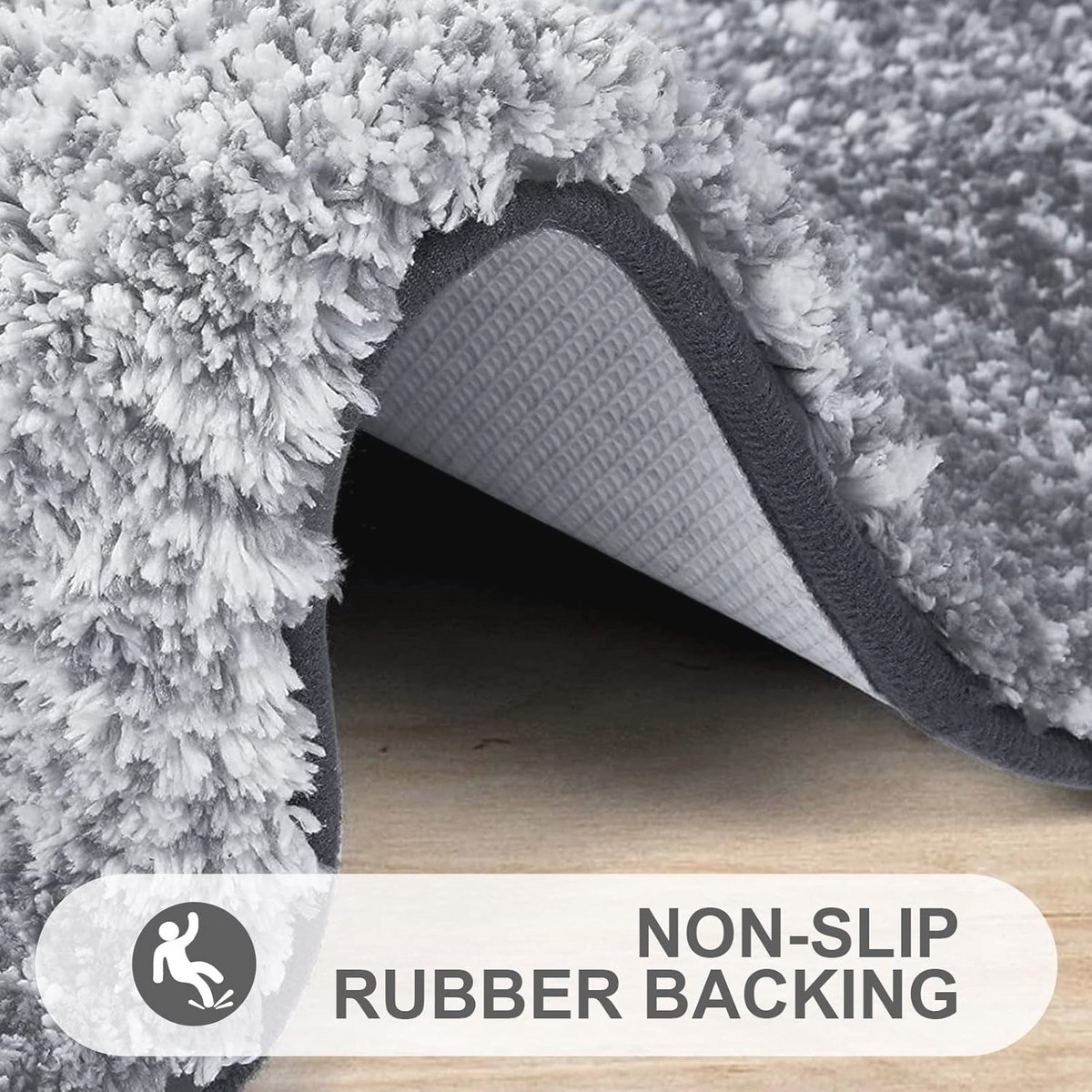 Zachte Badkamer Tapijt 40 x 120 cm Antislip Wasbare Badmat Hoogpolig Microfiber Absorberende Douchemateriaal Grijs