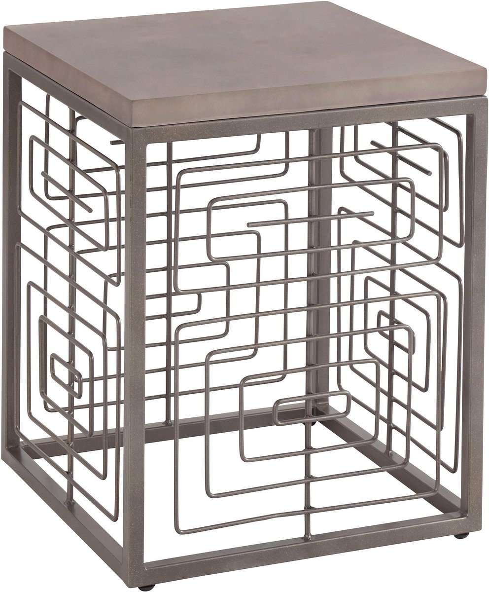Jungle-Bijzettafel - Beton - Grijs Metaal